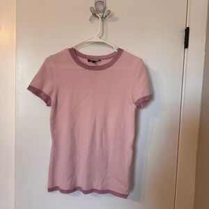 St. John Light Pink Short cashmere ringer Sleeve Tee small